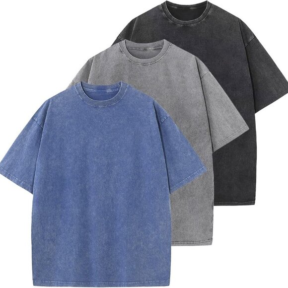 Oversized Unisex Cotton T-Shirt - Vintage Faded Colors XL Multi-Color